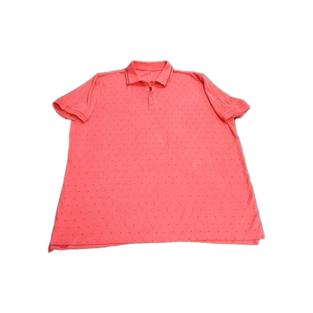 Coral And Black Linea Uomo Polo With Geometric Patterned Collar Size 3X